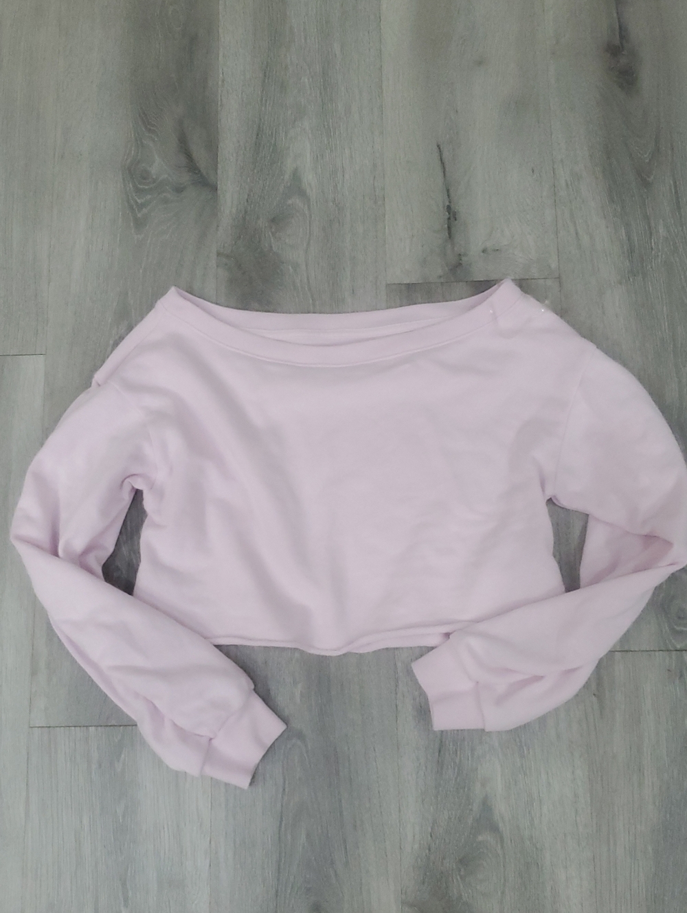 Gilly Hicks  Cropped Off-Shoulder Long Sleeve Top - Light Pink Rose Xxs